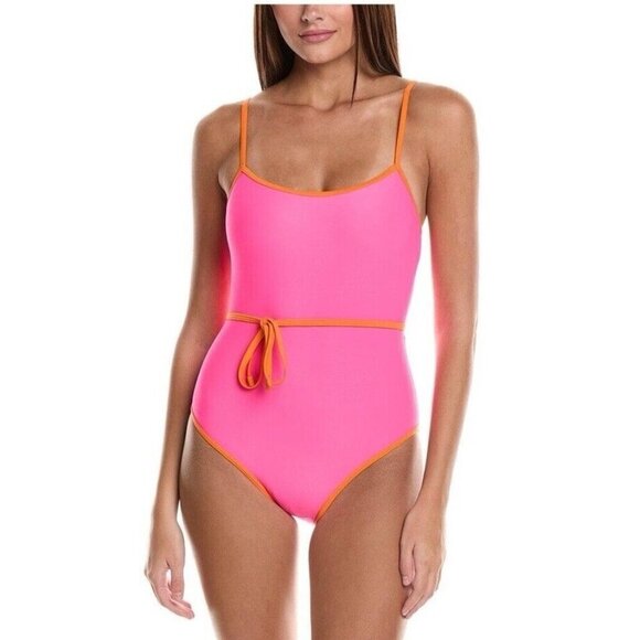 KATE SPADE Size XS Belted One Piece Swimsuit Radiant Pink Orange - Picture 3 of 9